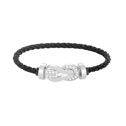 [Radiant Gem]¯CHANCE LARGE 8 FIGURE BUCKLE HALF DIAMOND BRACELET SILVER