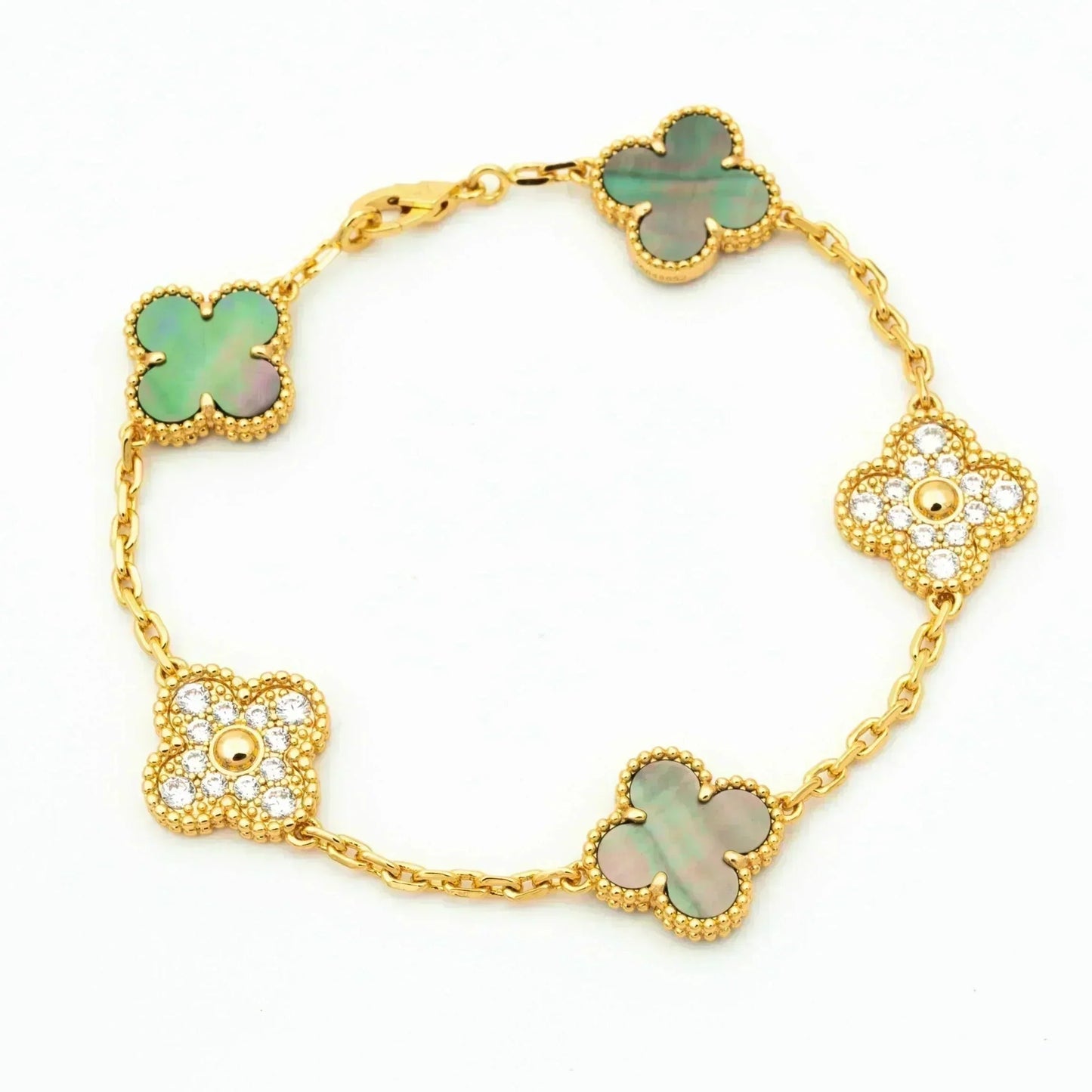 [Radiant Gem]New CLOVER 5 MOTIF GRAY MOP BRACELET COLLECTION