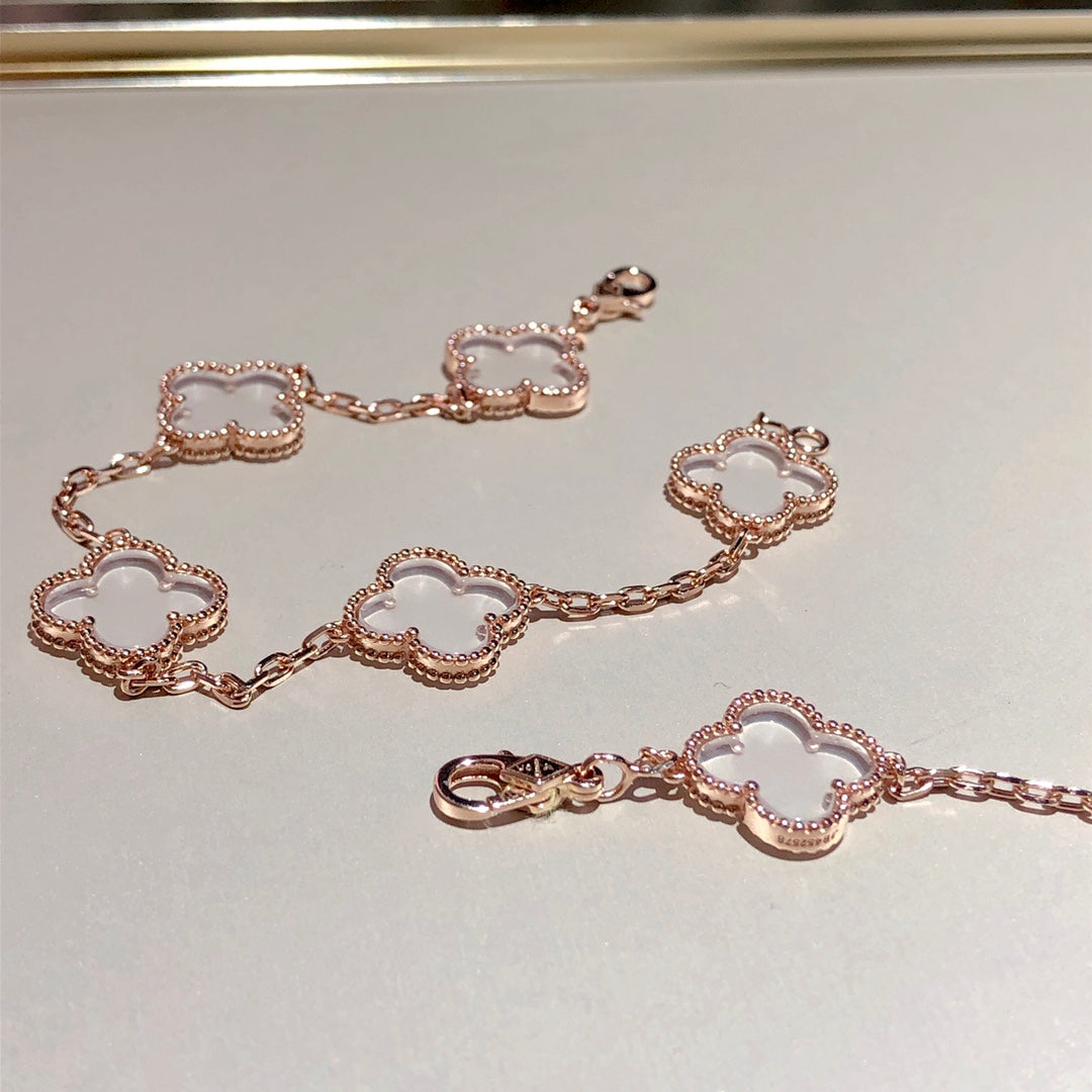 [Glow Jewelry]New CLOVER 5 MOTIF ROCK CRYSTAL BRACELET
