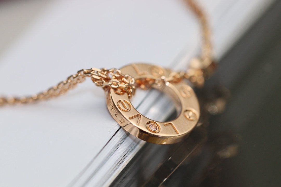 [Radiant Gem]¯LOVE NECKLACE ADJUSTABLE ROSE GOLD 2 DIAMOND