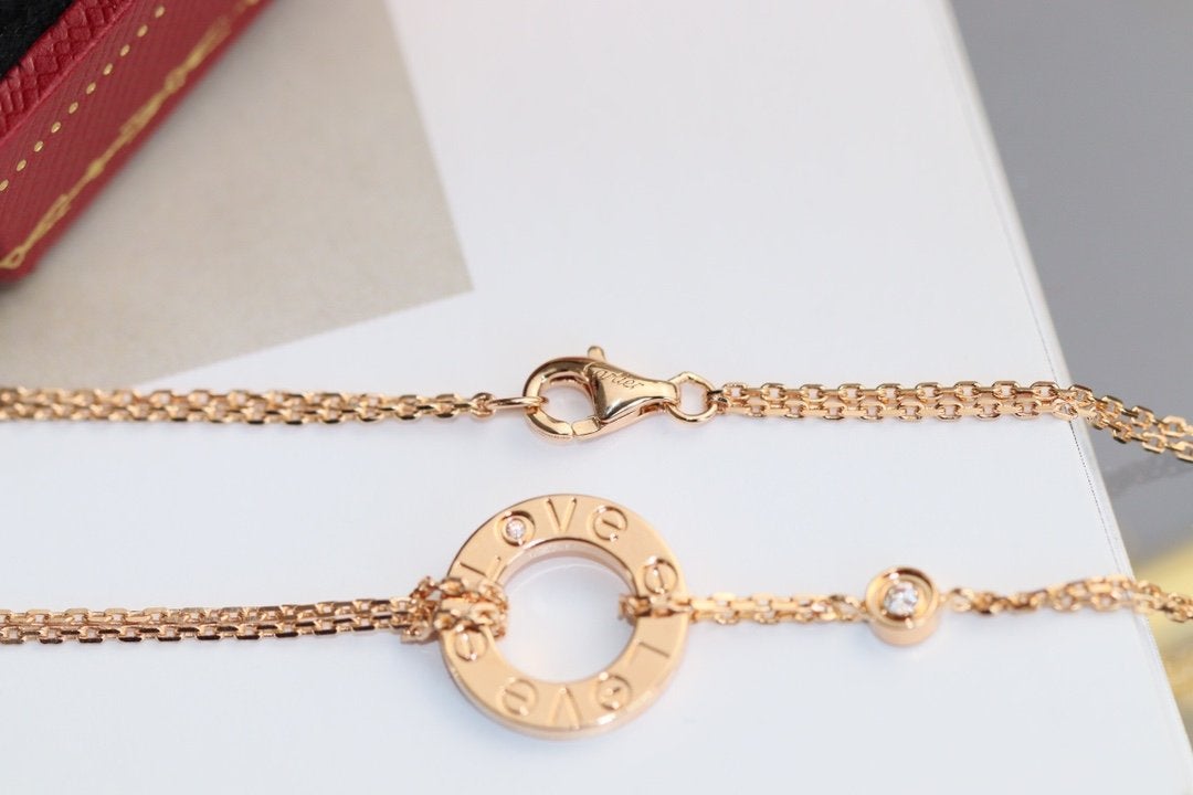 [Radiant Gem]¯LOVE NECKLACE ADJUSTABLE ROSE GOLD 2 DIAMOND