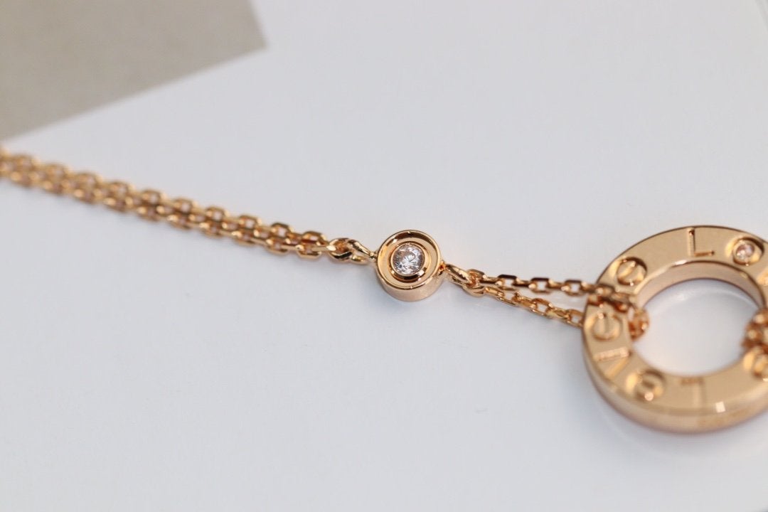 [Radiant Gem]¯LOVE NECKLACE ADJUSTABLE ROSE GOLD 2 DIAMOND