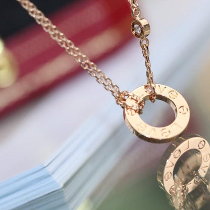 [Radiant Gem]¯LOVE NECKLACE ADJUSTABLE ROSE GOLD 2 DIAMOND