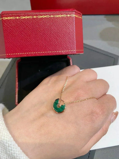 [Radiant Gem]¯AMULETTE ROSE GOLD MALACHITE NECKLACE