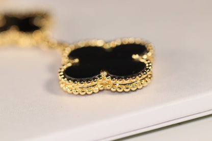 [Radiant Gem]¯CLOVER EARRINGS GOLD ONYX MOP 3 MOTIF