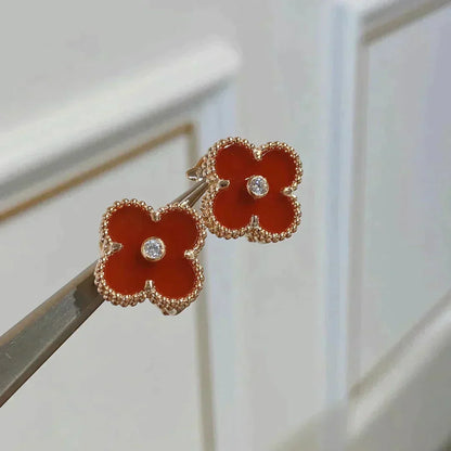 [Radiant Gem]¯CLOVER MEDIUM 1 MOTIFS CARNELIAN  DIAMOND earrings