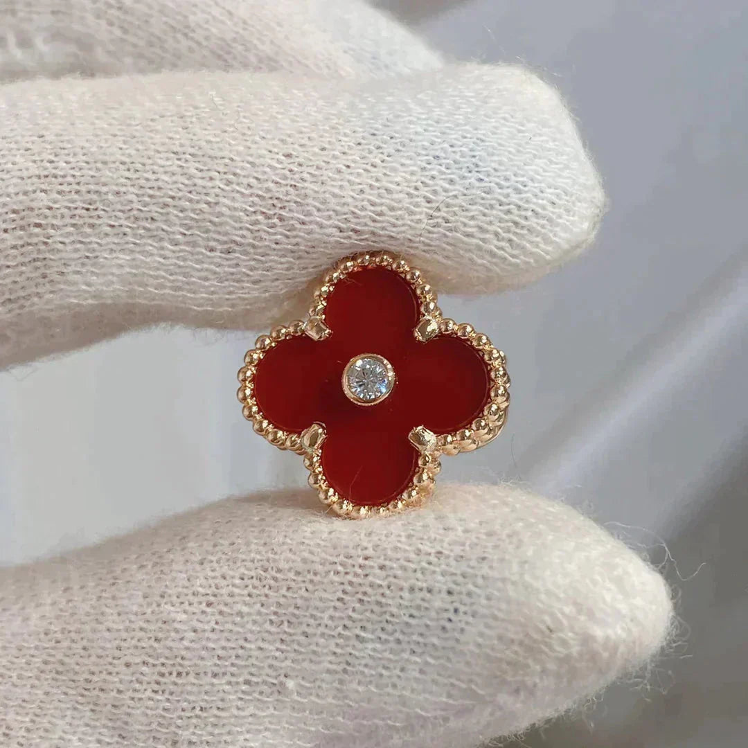 [Radiant Gem]¯CLOVER MEDIUM 1 MOTIFS CARNELIAN  DIAMOND earrings