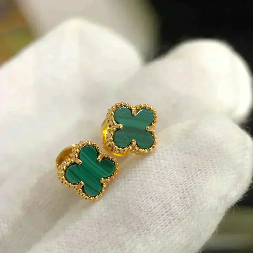 [Radiant Gem]¯CLOVER MINI 9.5MM MALACHITE  EARRINGS