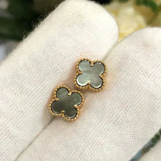 [Radiant Gem]¯CLOVER MINI 9.5MM GRAY MOP EARRINGS