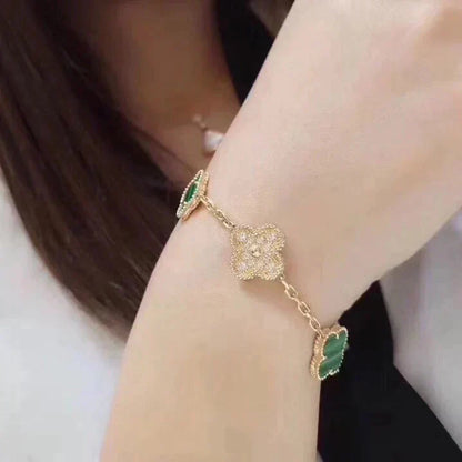 [Radiant Gem]New  CLOVER 5 MOTIF MALACHITE BRACELET COLLECTION
