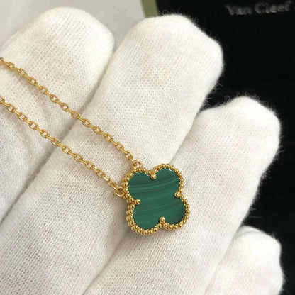 [Radiant Gem]¯CLOVER 15MM MALACHITE SINGLE FLOWER  NECKLACE