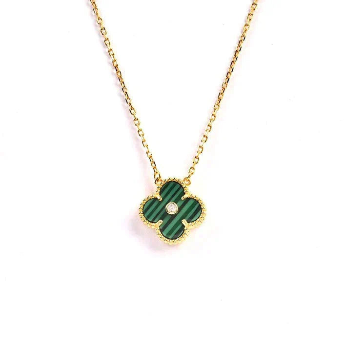 [Radiant Gem]¯CLOVER 15MM DIAMOND TURQUOISE NECKLACE