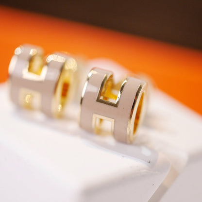 [Radiant Gem]¯MINI POP H GOLD EARRINGS GREY