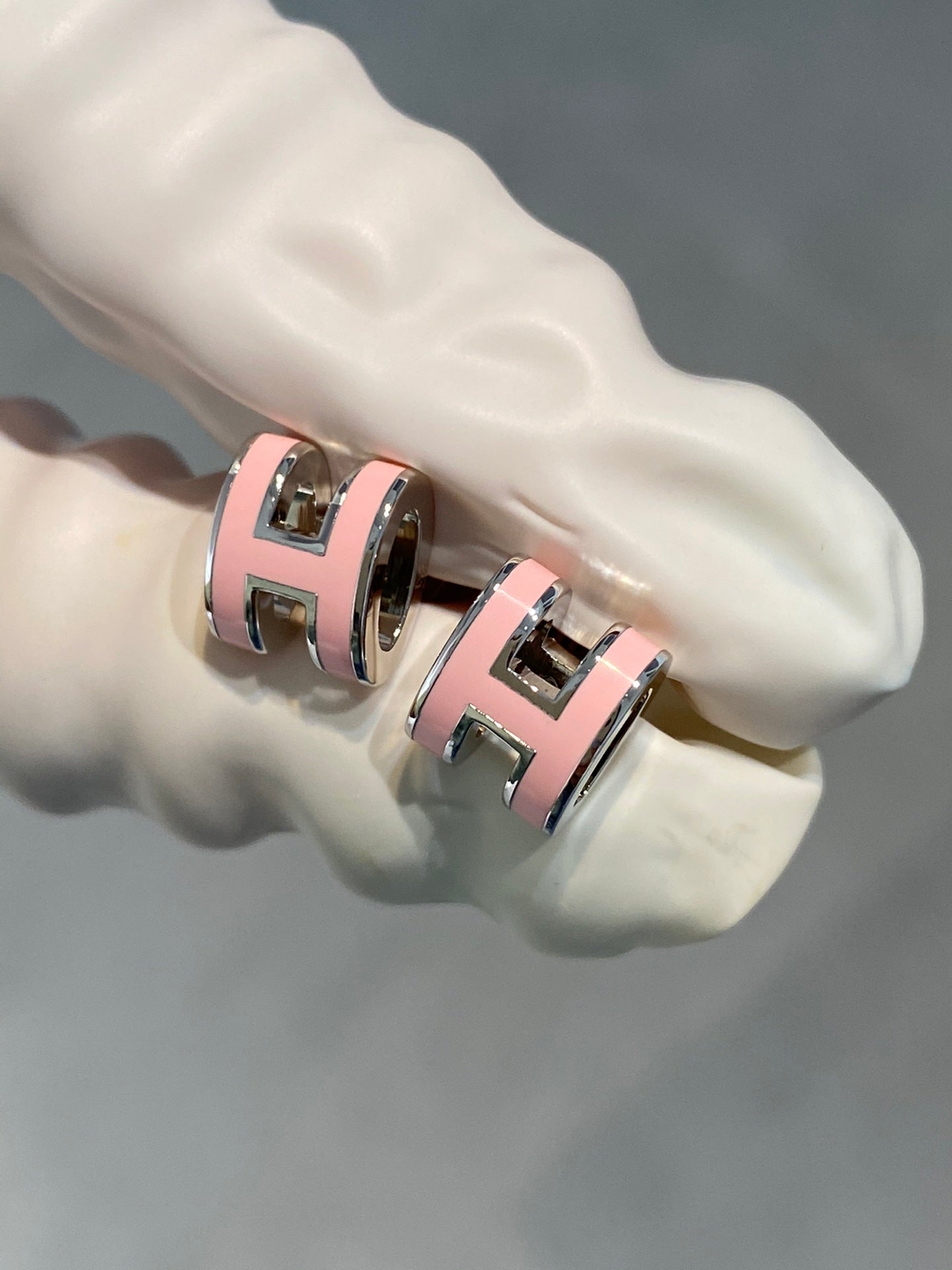 [Radiant Gem]¯MINI POP H SILVER EARRINGS PINK