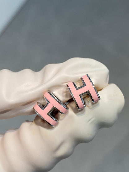 [Radiant Gem]¯MINI POP H SILVER EARRINGS PINK