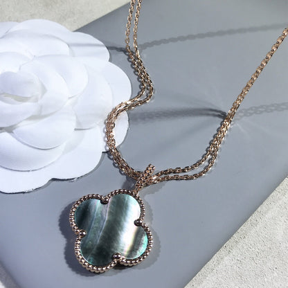 [Radiant Gem]¯CLOVER 25MM GOLD DARK MOP BIG CLOVER NECKLACE