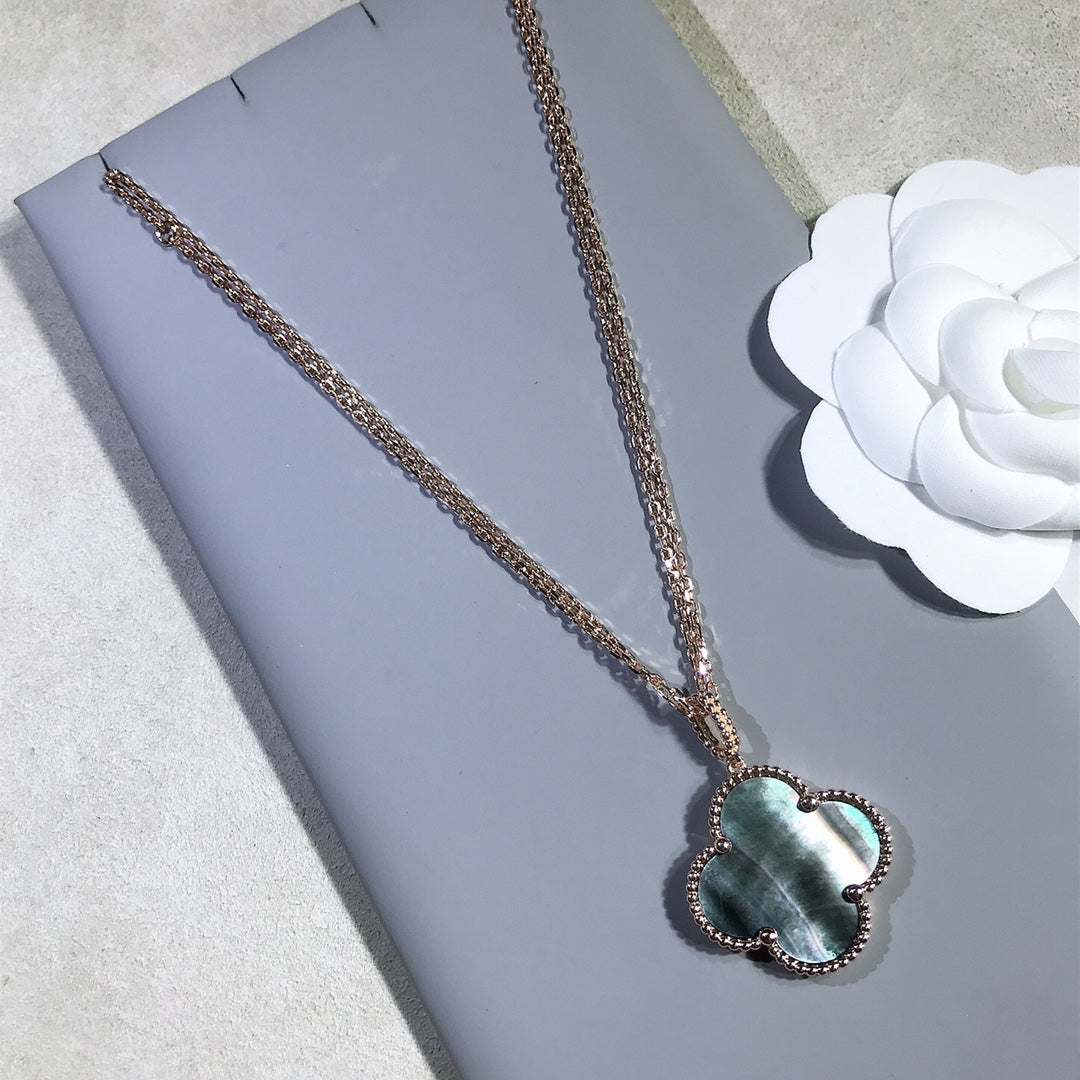 [Radiant Gem]¯CLOVER 25MM GOLD DARK MOP BIG CLOVER NECKLACE