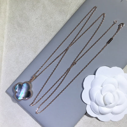 [Radiant Gem]¯CLOVER 25MM GOLD DARK MOP BIG CLOVER NECKLACE
