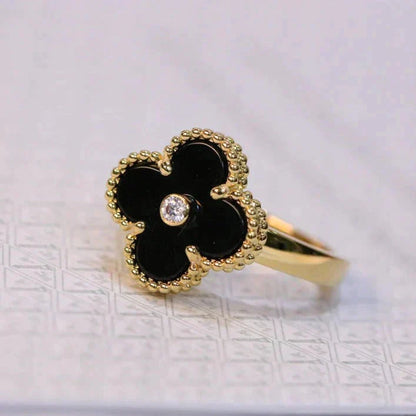 [Radiant Gem]¯CLOVER ONYX RING GOLD DIAMOND