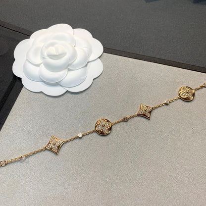 [Radiant Gem]¯STAR AND SUN 4 MOTIFS GOLD DIAMONDS BRACELET