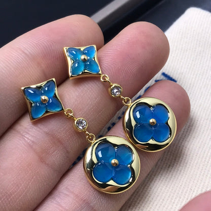 [Radiant Gem]¯STAR AND SUN AGATE DIAMOND EARRINGS