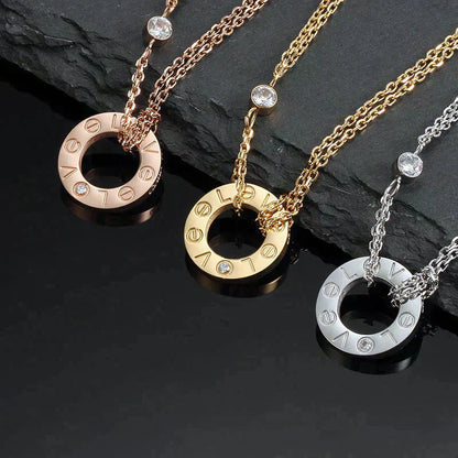 [Radiant Gem]¯LOVE NECKLACE 16MM 2 DIAMONDS