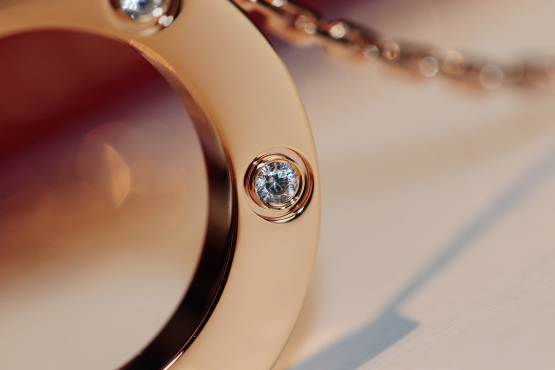 [Radiant Gem]¯LOVE NECKLACE 16MM 6 DIAMONDS PINK GOLD