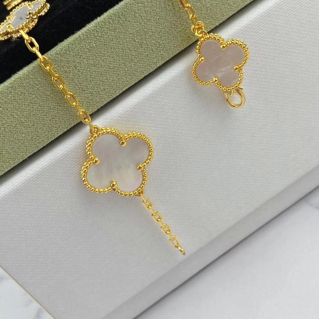 [Radiant Gem]¯MAGIC CLOVER MOP GOLD BRACELET 5 MOTIFS