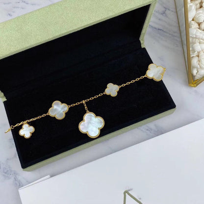 [Radiant Gem]¯MAGIC CLOVER MOP GOLD BRACELET 5 MOTIFS