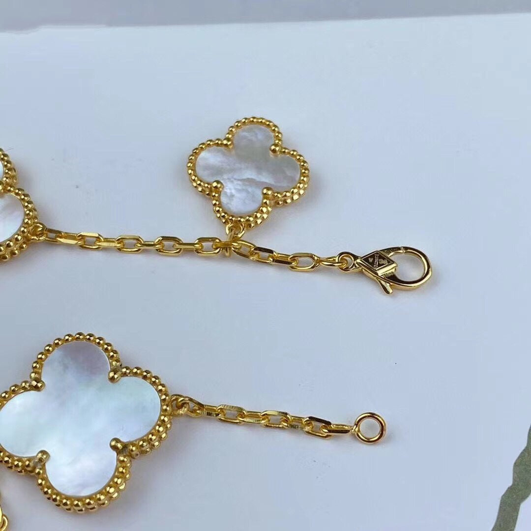 [Radiant Gem]¯MAGIC CLOVER MOP GOLD BRACELET 5 MOTIFS