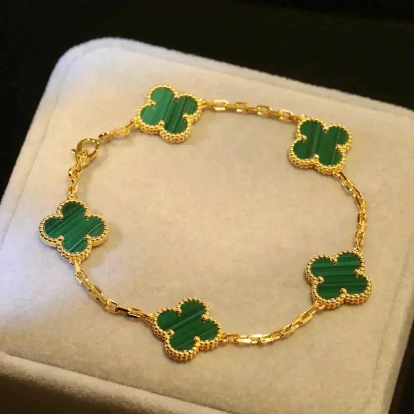 [Radiant Gem]New  CLOVER 5 MOTIF MALACHITE BRACELET COLLECTION
