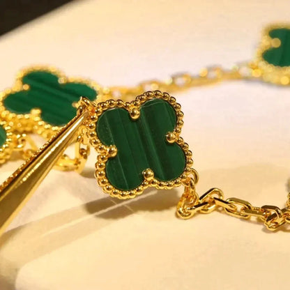 [Radiant Gem]New  CLOVER 5 MOTIF MALACHITE BRACELET COLLECTION