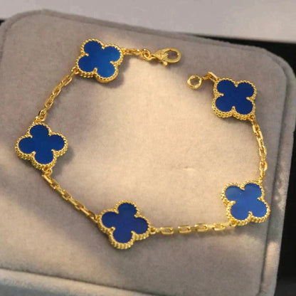 [Radiant Gem]New CLOVER 5 MOTIF BLUE AGATE BRACELET COLLECTION