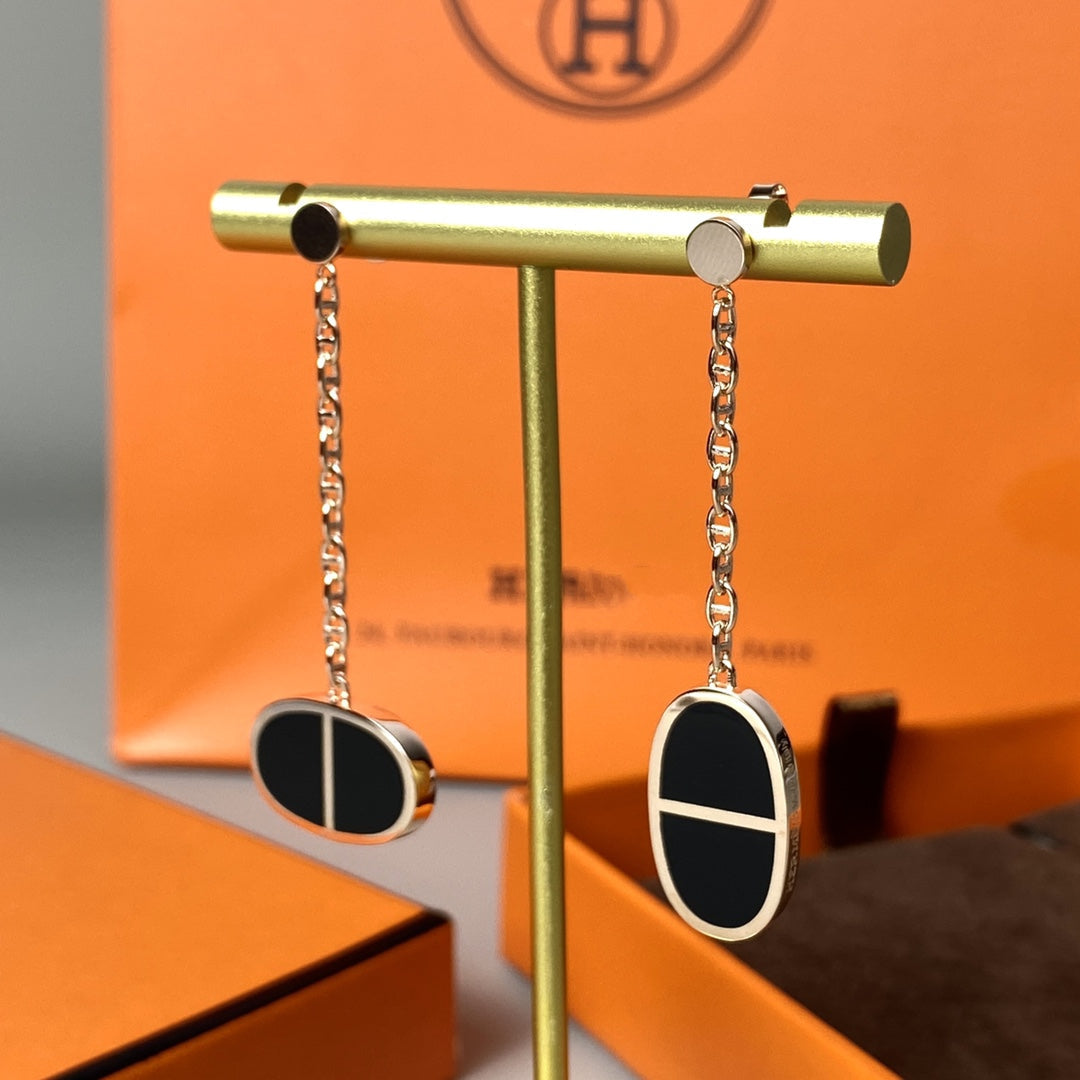 [Radiant Gem]¯CHAINE VERSO BLACK CERAMIC EARRINGS