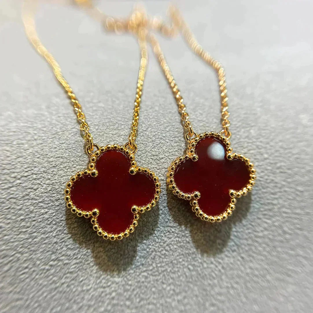 [Radiant Gem]¯CLOVER 15MM CARNELIAN SINGLE FLOWER NECKLACE