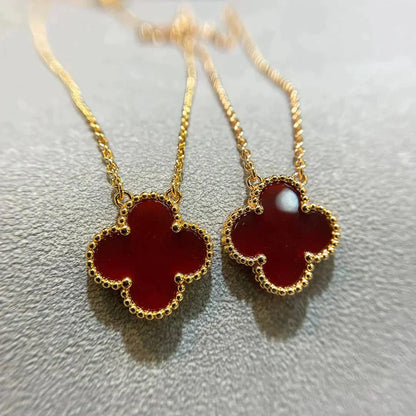 [Radiant Gem]¯CLOVER 15MM CARNELIAN SINGLE FLOWER NECKLACE
