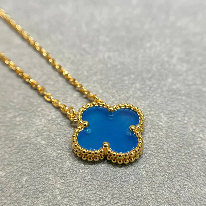[Radiant Gem]¯CLOVER 15MM BLUE AGATE NECKLACE