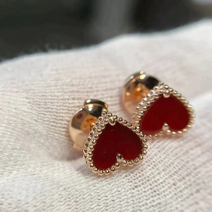 [Radiant Gem]¯HEART CARNELIAN STUD EARRINGS