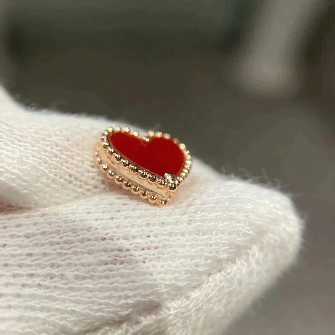 [Radiant Gem]¯HEART CARNELIAN STUD EARRINGS