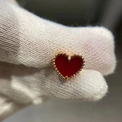 [Radiant Gem]¯HEART CARNELIAN STUD EARRINGS