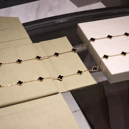 [Radiant Gem]¯CLOVER 20 MOTIFS ONYX NECKLACE