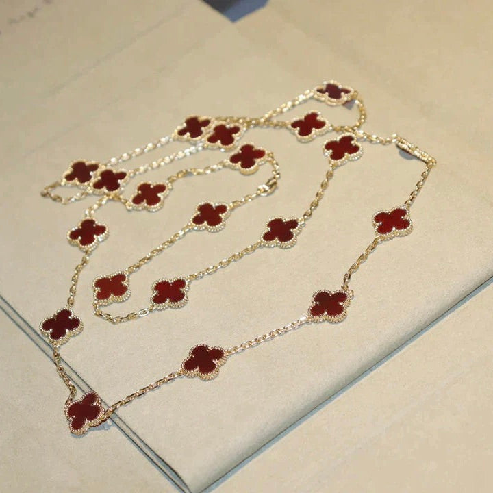 [Radiant Gem]¯CLOVER 20 MOTIFS CARNELIAN NECKLACE