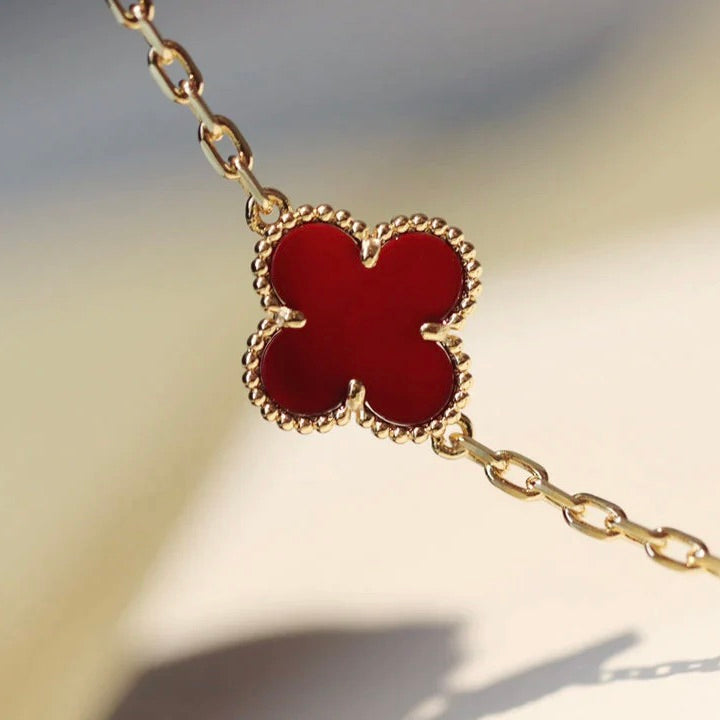 [Radiant Gem]¯CLOVER 20 MOTIFS CARNELIAN NECKLACE