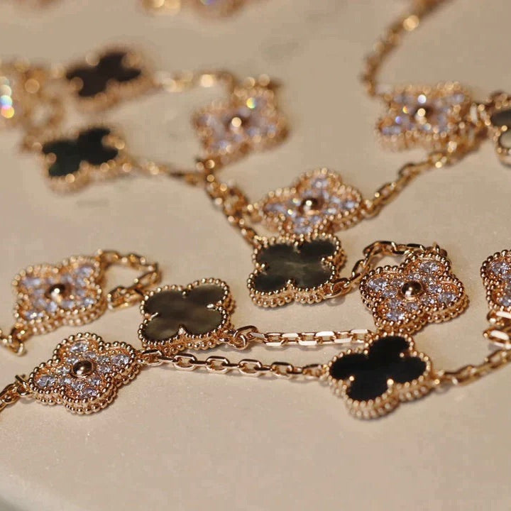 [Radiant Gem]¯CLOVER 20 MOTIFS DARK MOP DIAMOND  NECKLACE