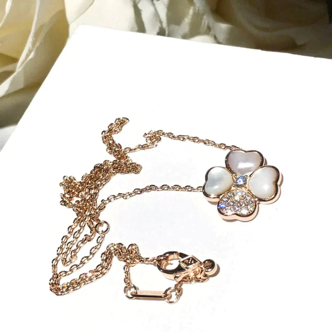 [Radiant Gem]¯CLOVER MOP DIAMOND ROSE GOLD NECKLACE