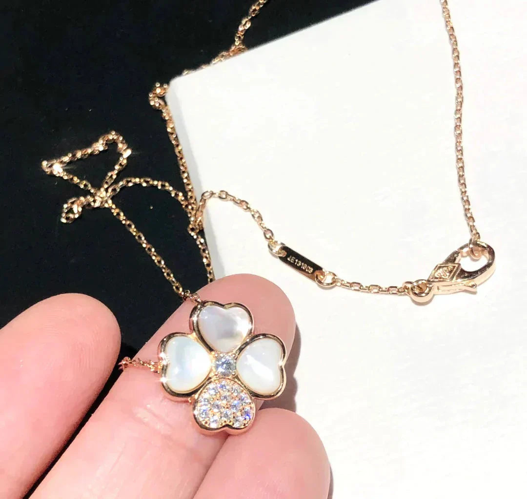 [Radiant Gem]¯CLOVER MOP DIAMOND ROSE GOLD NECKLACE