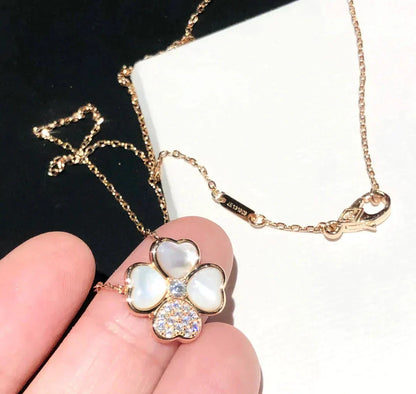 [Radiant Gem]¯CLOVER MOP DIAMOND ROSE GOLD NECKLACE
