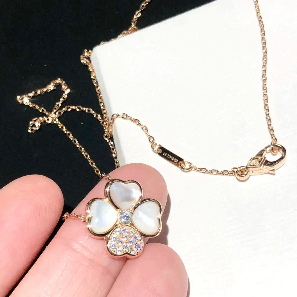 [Radiant Gem]¯CLOVER MOP DIAMOND ROSE GOLD NECKLACE