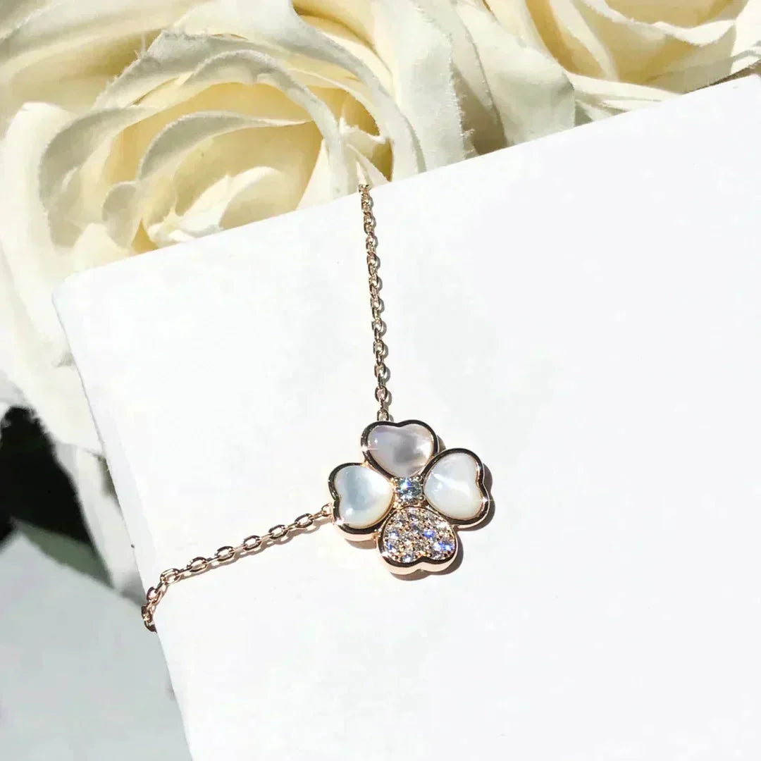 [Radiant Gem]¯CLOVER MOP DIAMOND ROSE GOLD NECKLACE