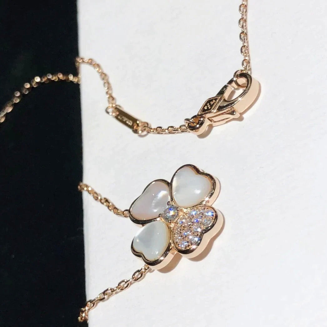 [Radiant Gem]¯CLOVER MOP DIAMOND ROSE GOLD NECKLACE